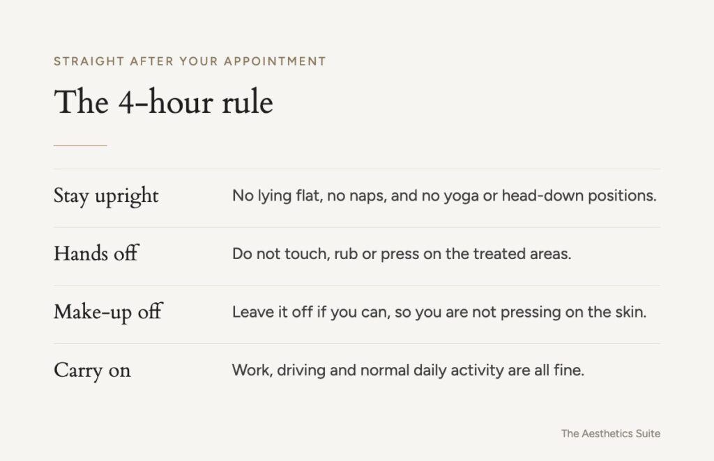 The 4-hour rule for Botox aftercare